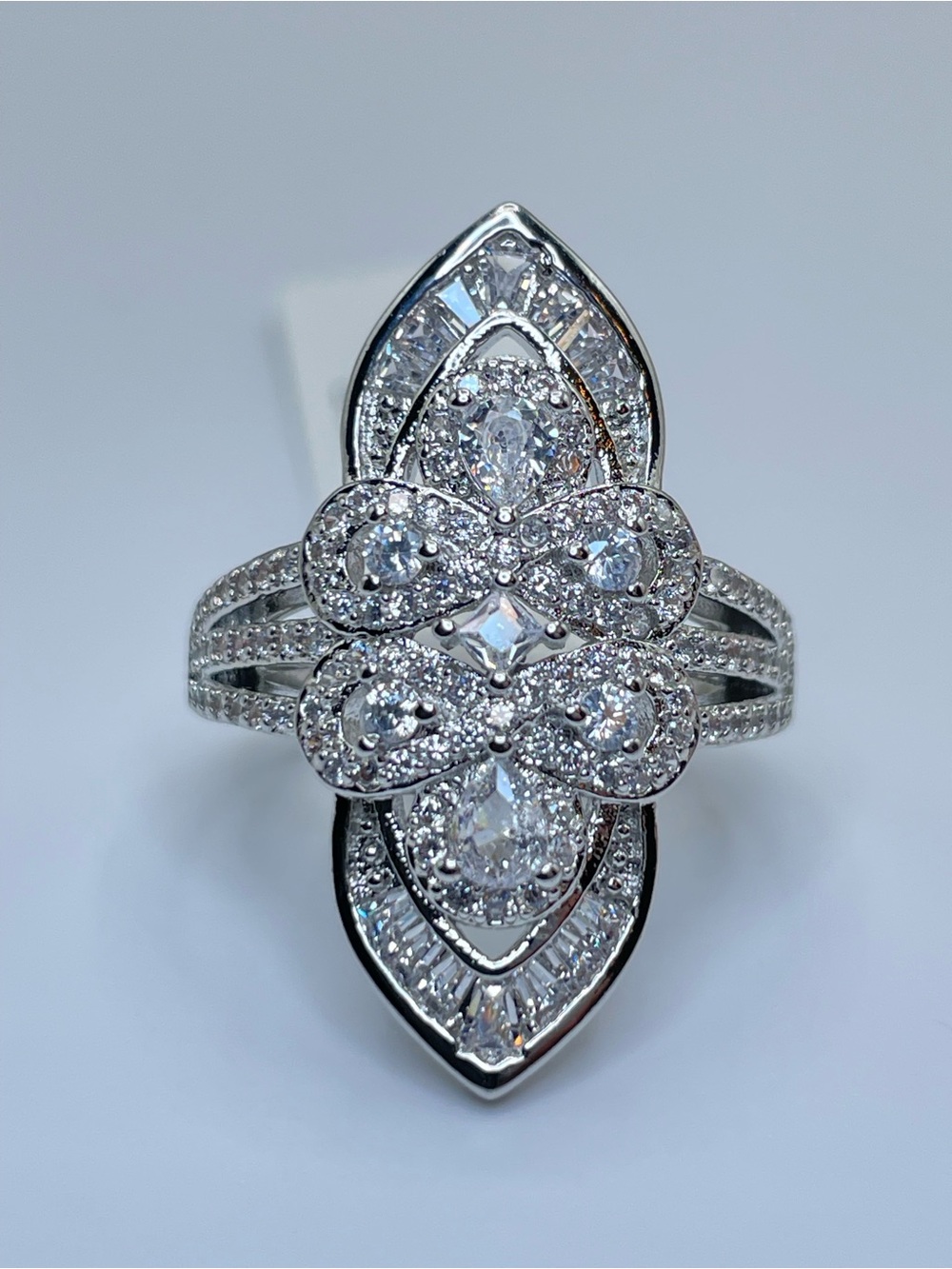 Swarovski Crystal Elements White Crystals Art Deco Statement Ring Sz 6